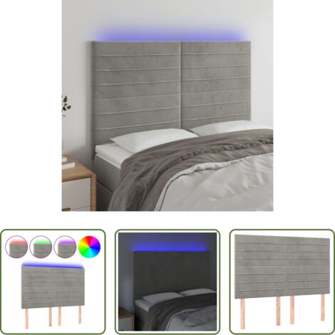 Velluto -  Testiera a LED Grigio Chiaro 144x5x118/128 cm in Velluto