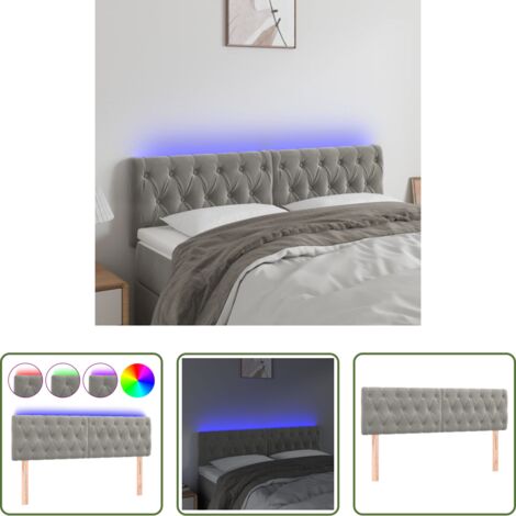 Velluto -  Testiera a LED Grigio Chiaro 144x7x78/88 cm in Velluto