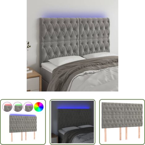 Velluto -  Testiera a LED Grigio Chiaro 160x7x118/128 cm in Velluto