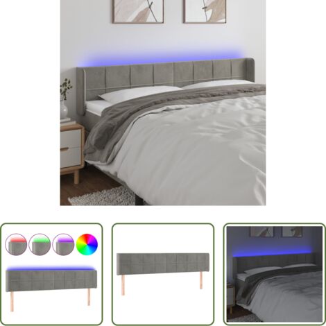 Velluto -  Testiera a LED Grigio Chiaro 163x16x78/88 cm in Velluto