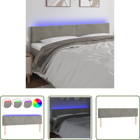Velluto -  Testiera a LED Grigio Chiaro 180x5x78/88 cm in Velluto