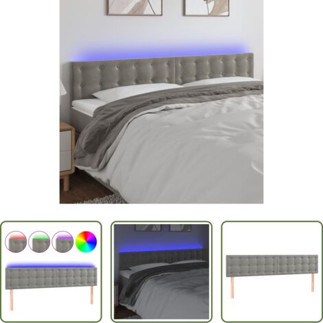 Velluto -  Testiera a LED Grigio Chiaro 200x5x78/88 cm in Velluto