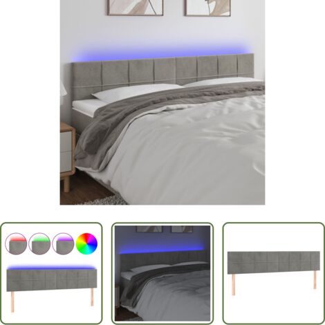 Velluto -  Testiera a LED Grigio Chiaro 200x5x78/88 cm in Velluto