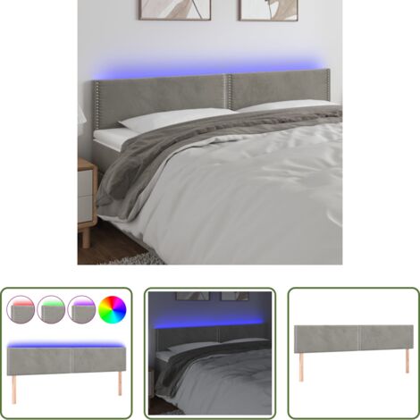 Velluto -  Testiera a LED Grigio Chiaro 200x5x78/88 cm in Velluto