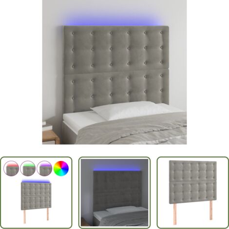 Velluto -  Testiera a LED Grigio Chiaro 80x5x118/128 cm in Velluto