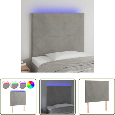 Velluto -  Testiera a LED Grigio Chiaro 80x5x118/128 cm in Velluto