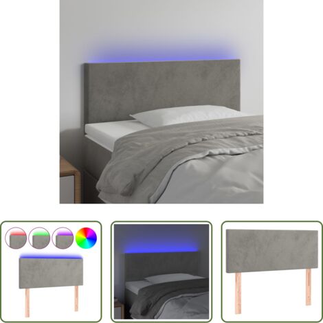 Velluto -  Testiera a LED Grigio Chiaro 80x5x78/88 cm in Velluto