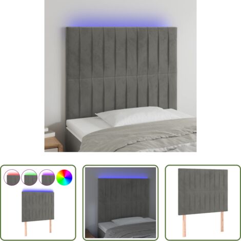 Velluto -  Testiera a LED Grigio Chiaro 90x5x118/128 cm in Velluto