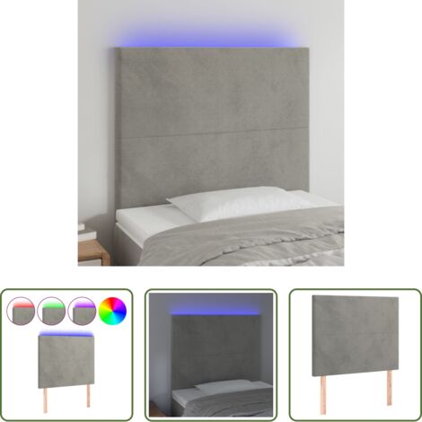 Velluto -  Testiera a LED Grigio Chiaro 90x5x118/128 cm in Velluto