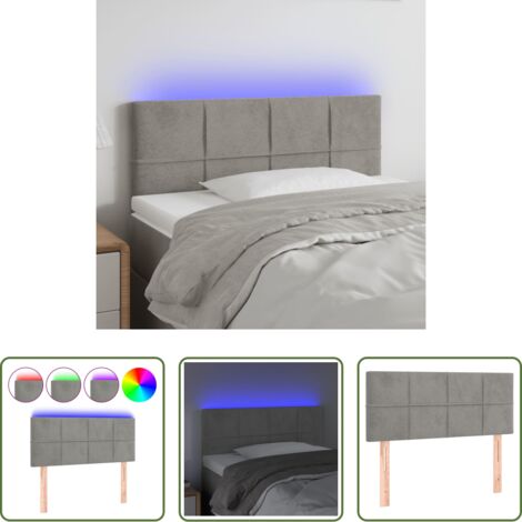 Velluto -  Testiera a LED Grigio Chiaro 90x5x78/88 cm in Similpelle