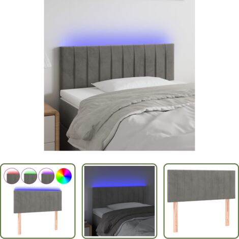 Velluto -  Testiera a LED Grigio Chiaro 90x5x78/88 cm in Similpelle