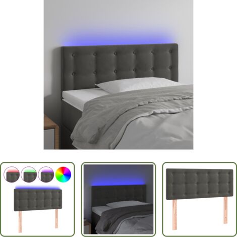 Velluto -  Testiera a LED Grigio Scuro 100x5x78/88 cm in Velluto