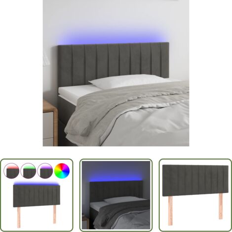 Velluto -  Testiera a LED Grigio Scuro 100x5x78/88 cm in Velluto