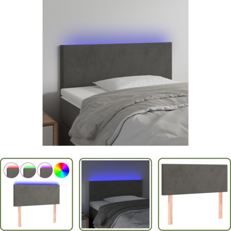 Velluto -  Testiera a LED Grigio Scuro 100x5x78/88 cm in Velluto