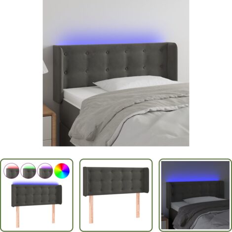 Velluto -  Testiera a LED Grigio Scuro 103x16x78/88 cm in Velluto