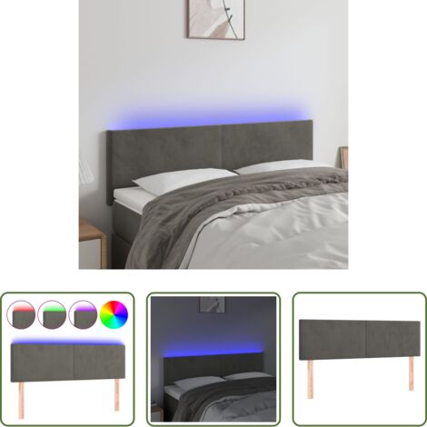 Velluto -  Testiera a LED Grigio Scuro 144x5x78/88 cm in Velluto