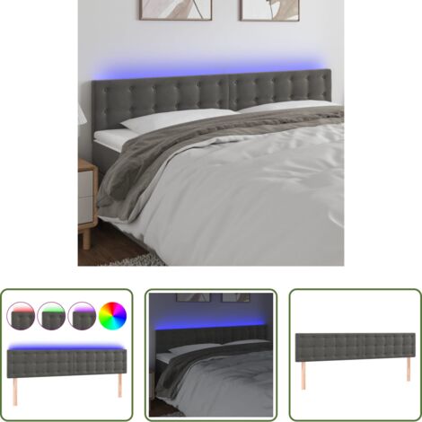 Velluto -  Testiera a LED Grigio Scuro 180x5x78/88 cm in Velluto