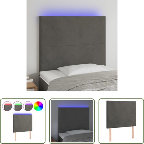Velluto -  Testiera a LED Grigio Scuro 80x5x118/128 cm in Velluto