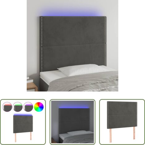 Velluto -  Testiera a LED Grigio Scuro 80x5x118/128 cm in Velluto
