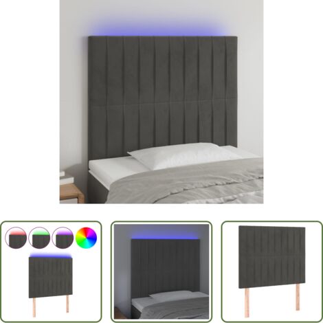 Velluto -  Testiera a LED Grigio Scuro 80x5x118/128 cm in Velluto