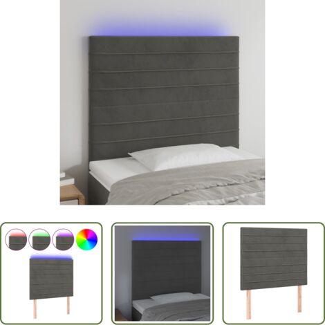 Velluto -  Testiera a LED Grigio Scuro 80x5x118/128 cm in Velluto