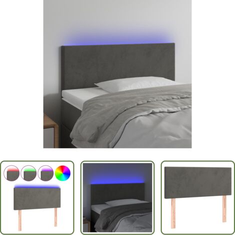 Velluto -  Testiera a LED Grigio Scuro 80x5x78/88 cm in Velluto