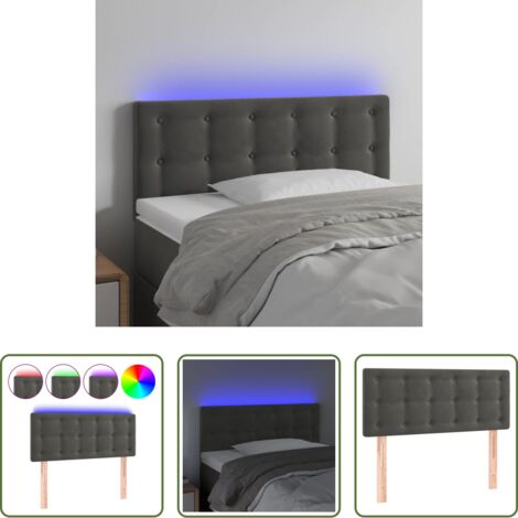 Velluto -  Testiera a LED Grigio Scuro 80x5x78/88 cm in Velluto
