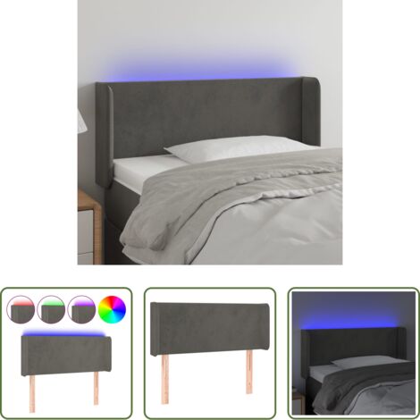 Velluto -  Testiera a LED Grigio Scuro 83x16x78/88 cm in Velluto