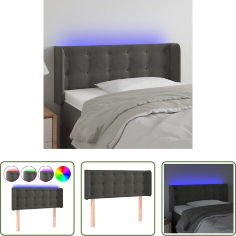 Velluto -  Testiera a LED Grigio Scuro 83x16x78/88 cm in Velluto