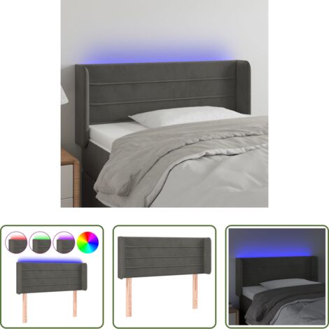 Velluto -  Testiera a LED Grigio Scuro 83x16x78/88 cm in Velluto
