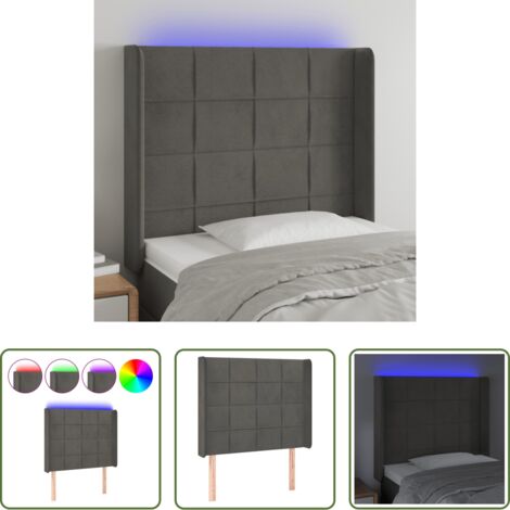 Velluto -  Testiera a LED Grigio Scuro 93x16x118/128 cm in Velluto