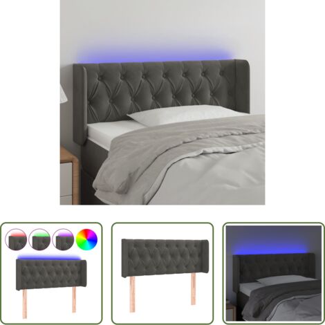 Velluto -  Testiera a LED Grigio Scuro 93x16x78/88 cm in Velluto