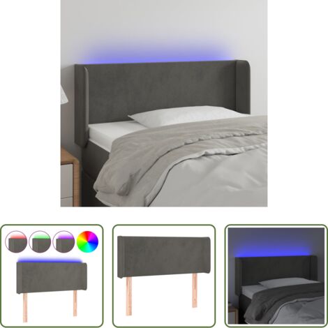 Velluto -  Testiera a LED Grigio Scuro 93x16x78/88 cm in Velluto