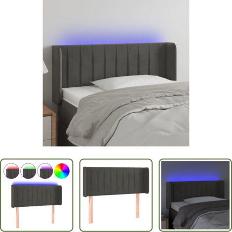 Velluto -  Testiera a LED Grigio Scuro 93x16x78/88 cm in Velluto