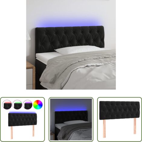 Velluto -  Testiera a LED Nera 100x7x78/88 cm in Velluto