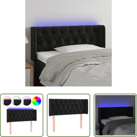Velluto -  Testiera a LED Nera 103x16x78/88 cm in Velluto