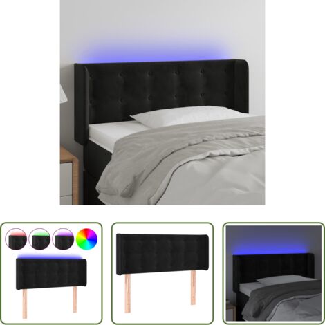 Velluto -  Testiera a LED Nera 103x16x78/88 cm in Velluto