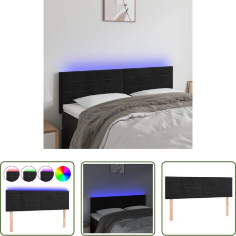 Velluto -  Testiera a LED Nera 144x5x78/88 cm in Velluto