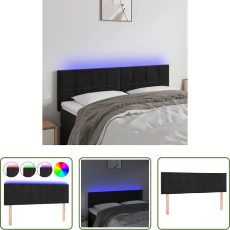 Velluto -  Testiera a LED Nera 144x5x78/88 cm in Velluto