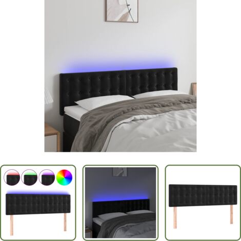 Velluto -  Testiera a LED Nera 144x5x78/88 cm in Velluto
