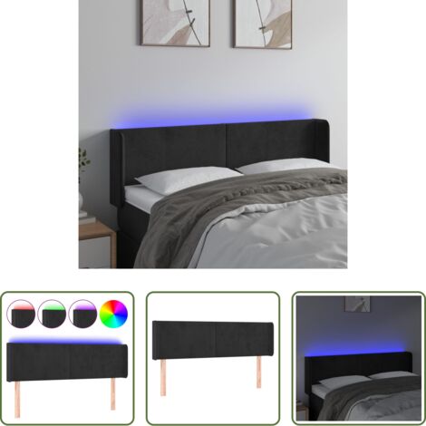 Velluto -  Testiera a LED Nera 147x16x78/88 cm in Velluto