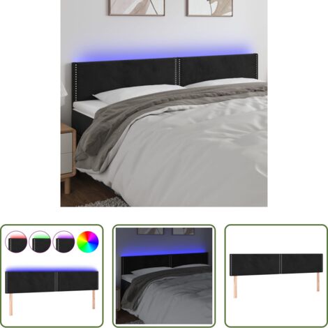 Velluto -  Testiera a LED Nera 160x5x78/88 cm in Velluto