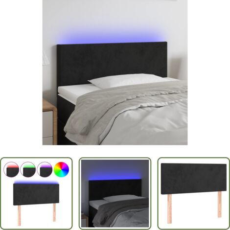 Velluto -  Testiera a LED Nera 80x5x78/88 cm in Velluto