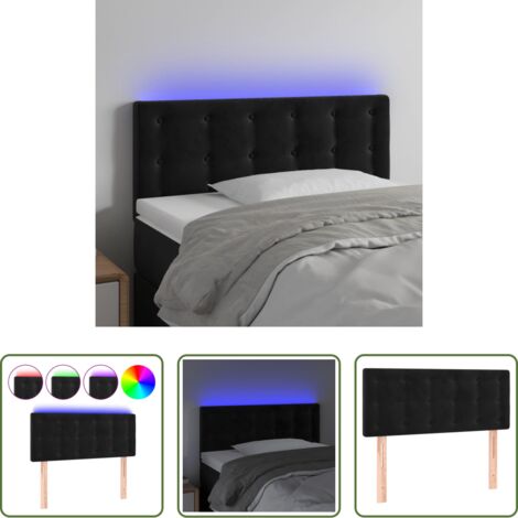 Velluto -  Testiera a LED Nera 80x5x78/88 cm in Velluto