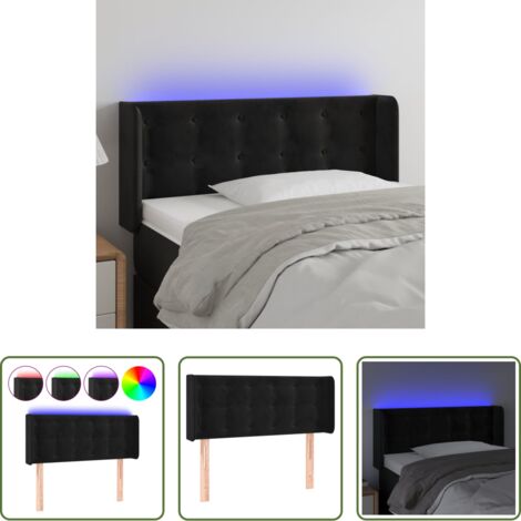 Velluto -  Testiera a LED Nera 83x16x78/88 cm in Velluto
