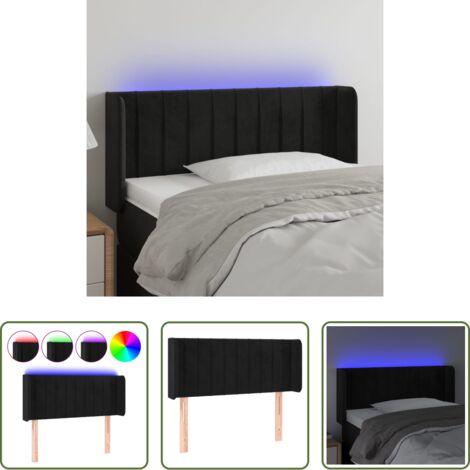 Velluto -  Testiera a LED Nera 83x16x78/88 cm in Velluto