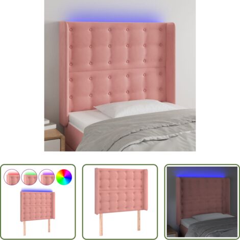 Velluto -  Testiera a LED Nera 93x16x118/128 cm in Velluto