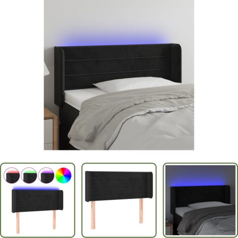 Velluto -  Testiera a LED Nera 93x16x78/88 cm in Velluto