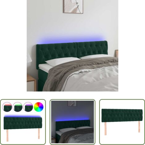 Velluto -  Testiera a LED Verde Scuro 144x7x78/88 cm in Velluto