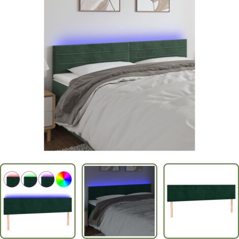 Velluto -  Testiera a LED Verde Scuro 160x5x78/88 cm in Velluto